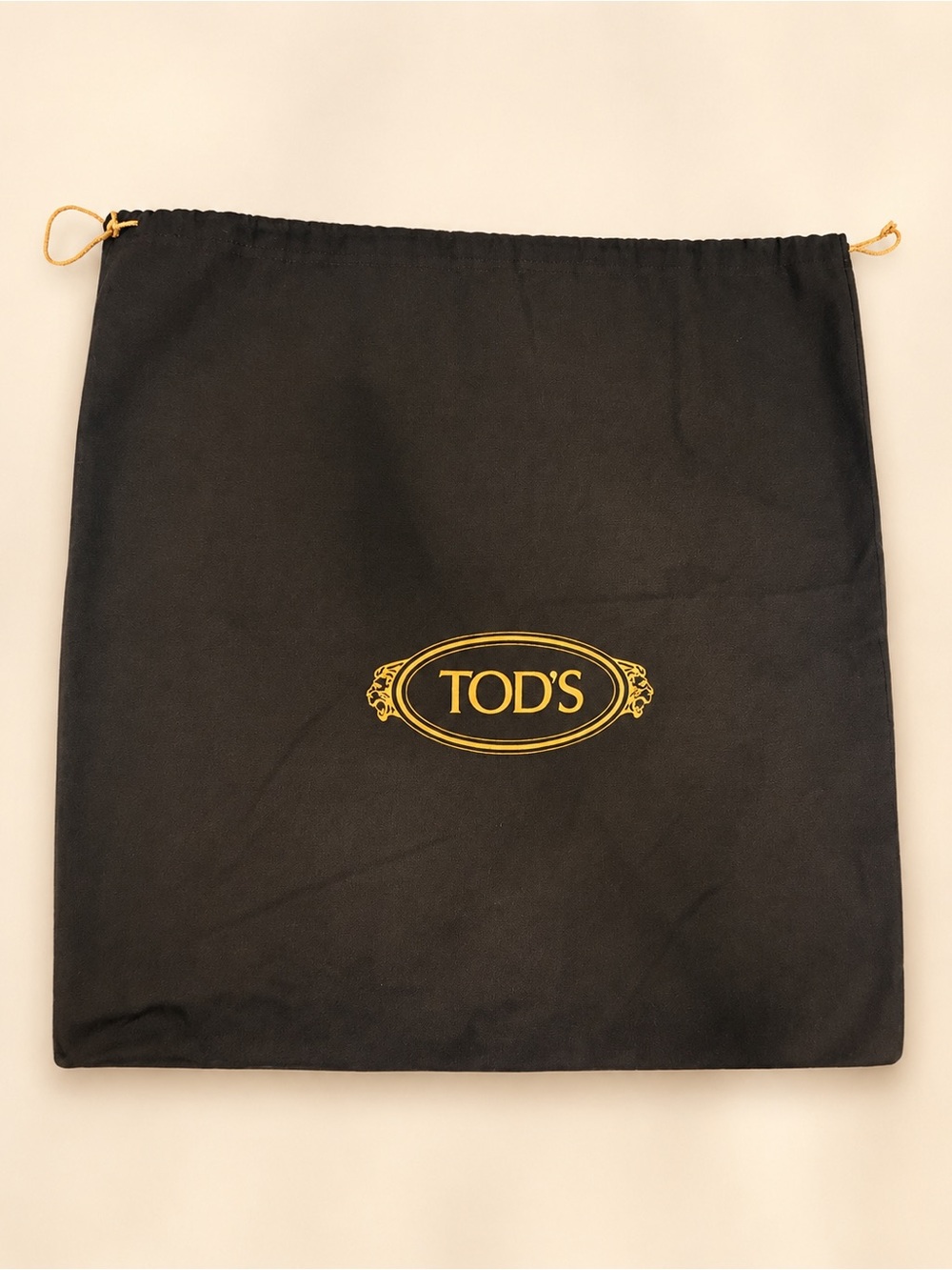 TOD’S Dark Brown Drawstring Dust Bag Gold Logo 18x19